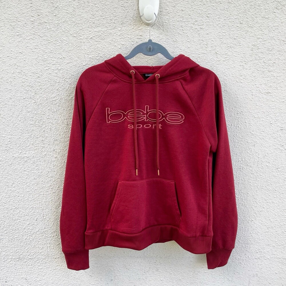 Bebe Sport Hoodie Womens L Logo Pullover Sweatshirt Running Workout Athletic Y2K